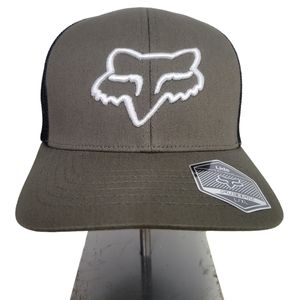 Fox Racing L XL Cap Flexfit Hat Stretch Fitted Lids Exclusive Olive White *NEW